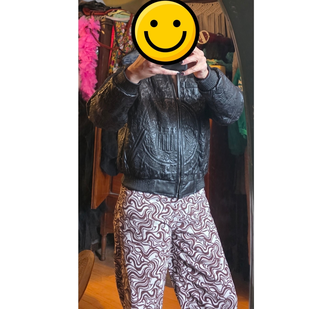 Amazing Vintage Embroidered Leather Bomber (XL)
